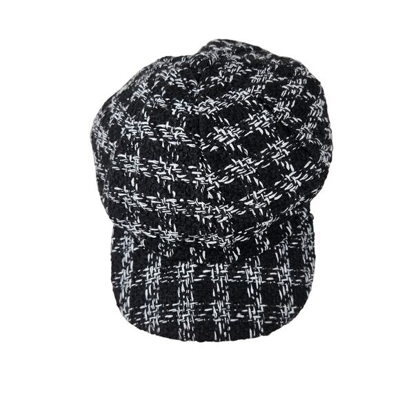 Glen Plaid Tartan Outdoor Hat Cap Cabbie Newsboy Lightweight Black White Onesize - Picture 4 of 8